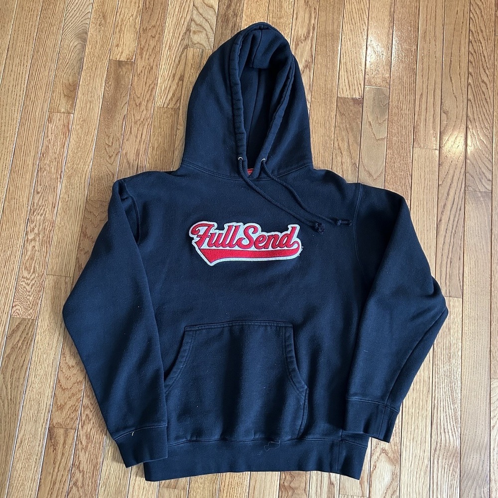 Nelk Boys Full Send Baseball Print Black Hoodie Mens Size Small